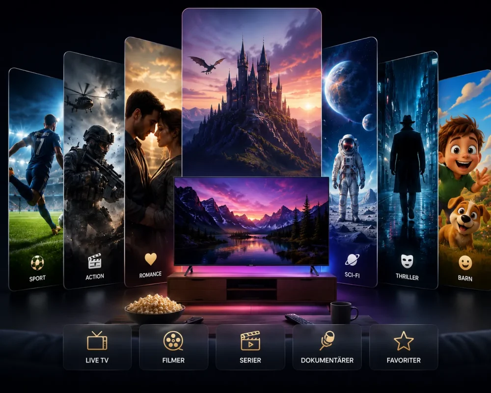 Modern home cinema with genre panels for sports