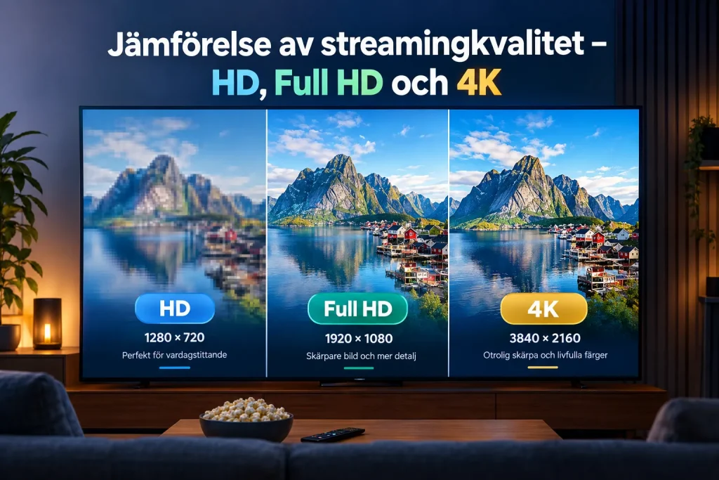 Jämförelse av streamingkvalitet – HD, Full HD och 4K